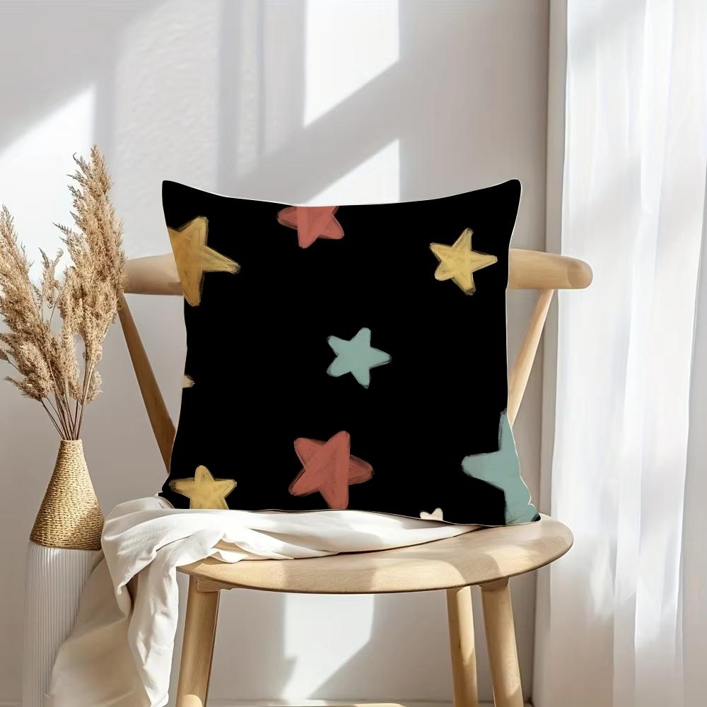 Abstract Star Art Cushion Cover Soft Plush Throw Pillow Cover | Double-Sided Decorative Cushion Case | Sofa Bedroom Home Decor