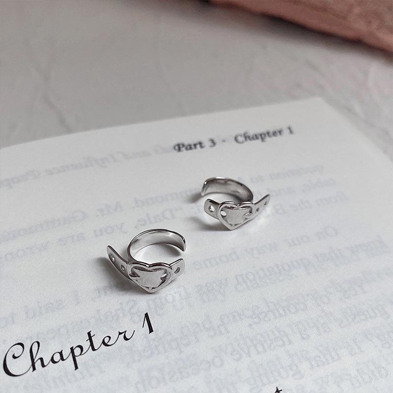 Korean Heart Buckle Ear Clip - Fashionable No-Pierce 925 Sweet Earring, Student Trendy Style
