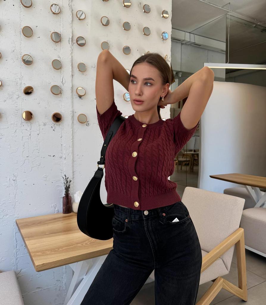 European and American Women's Slim Fit Knit Short Sleeve Cardigan