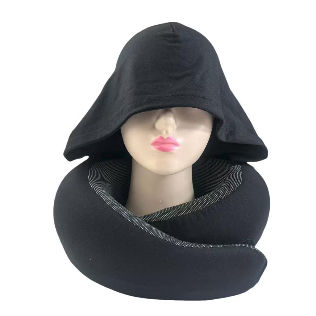 Travel U Shaped Neck Pillow Memory Foam Hooded 360 Degree Scarf Pillow Snail Pillow