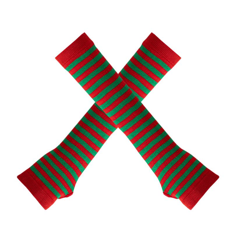 Koreaanse Stijl Zwart-Wit Gestreept Unisex Vingerloze Lange Mouwen Kerst Cosplay Cover