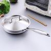 Stainless Steel Frying Pan Uncoated Non-Stick  Pot Kitchen Cookware Saucepan with Long Handle