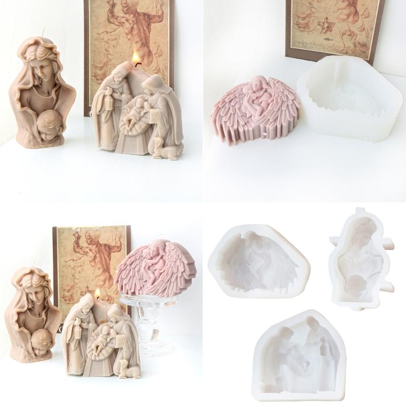 Resin Mold Silicone Texture with Prayer Pattern Candle Moulds for Table and Bedroom for Crafting Unique Table Decors