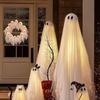 Halloween Light-up Ghost Wreath Decoration For Ndoor Outdoor Wall Decor Spooky Front Door Led Hanging Decor Props