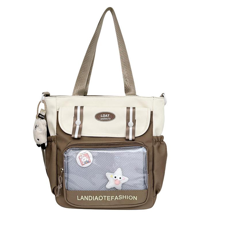 Schoolbag, Hand-held Tutorial Bag, Korean Version of Instagram, Large-capacity, College-style, Color-blocking Middle School Backpack