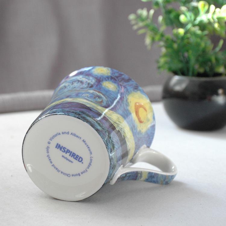 Van Gogh Bone China Mug: Creative Ceramic Cup with Famous European Painting - Personalized Gift