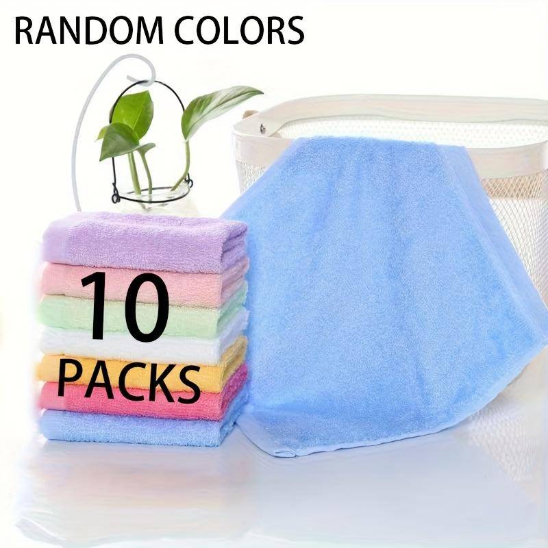 

10 шт. Полотенца из бамбукового волокна Супермягкие, Впитывающие, Быстросохнущие Портативные Квадратные Полотенца Разных Цветов Розовый, Голубой, Желтый, Зеленый, Фиолетовый ,Для тела, 10pcs
