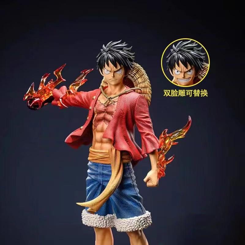 One Piece Standing Posture Luffy 27cm Double Head Eagle  Meteor Hat Group Gift GK hand Decoration Toy