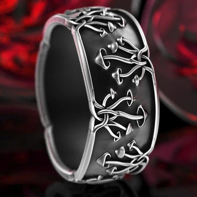 Men's Fashionable Retro Style Ring with Small Mushroom Shape and Halloween Theme