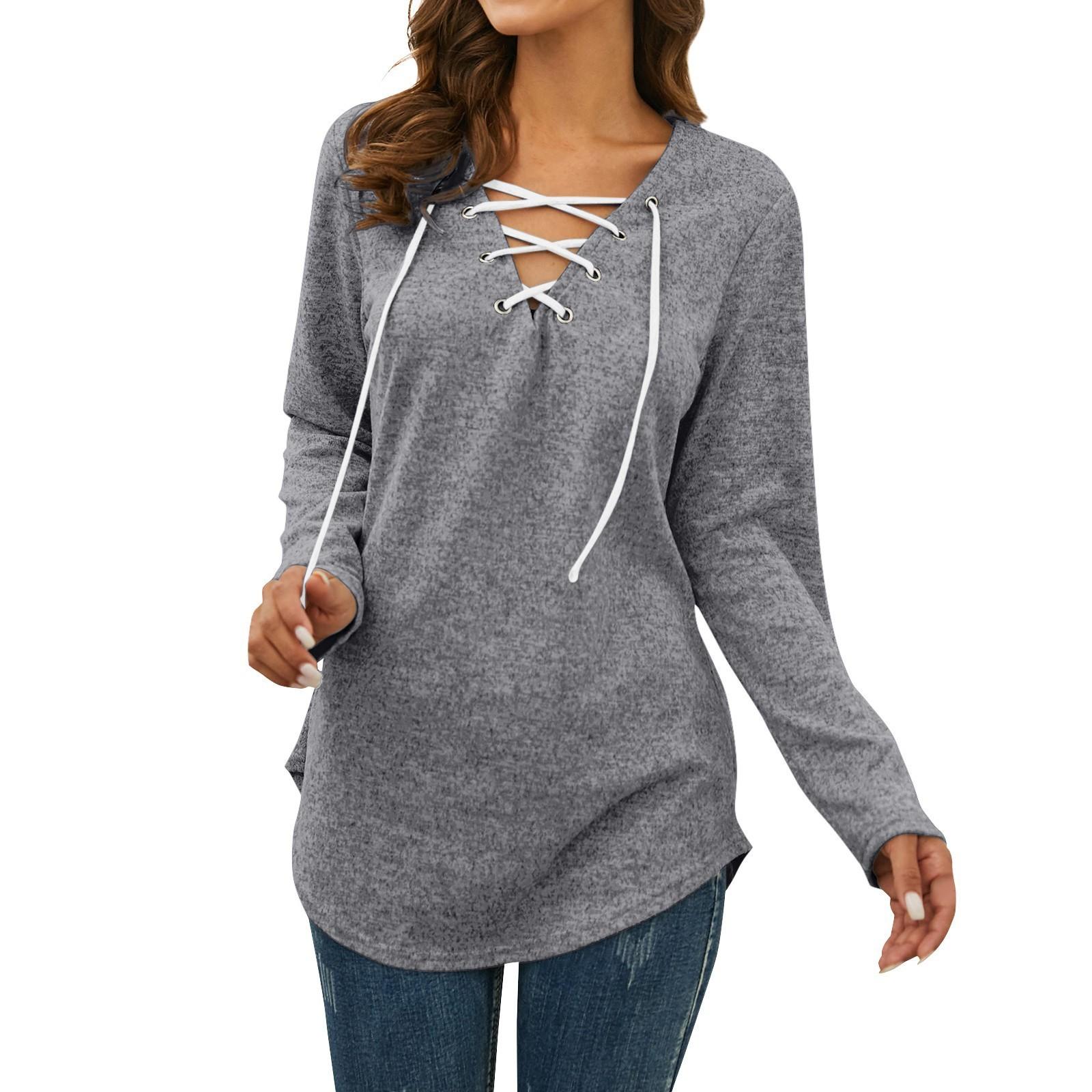 

Женский однотонный топ с длинными рукавами и принтом M