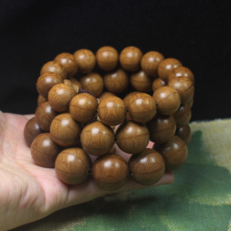 20mm Premium Old Material Liu Dao Mu Bracelet Straight Grain Wooden Buddhist Prayer Beads Wholesale