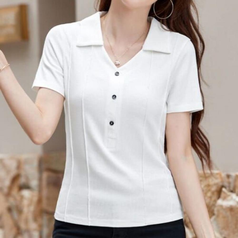 NaVaVa Men BuTTon PoinT V Neck Collar ShorT sleeVe T shirT nT2432
