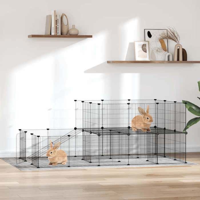 3114063 vidaXL Pet Cage 44 Panels and Door Black 35x35 Cm