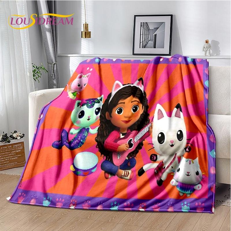 Cartoon Cute Gabbys Dollhouse Girl Soft Blankets,Keep Warm Throw Blanket Comfortable Blanket for Picnic Beds Sofa Home Bedroom