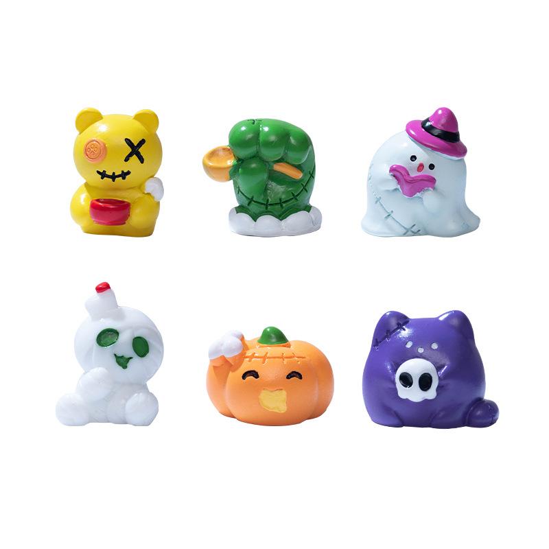 Mikro Landskap Søt Halloween Middag Doll Ghost Mummy Pumpkin Figur Bordplate Resin Trinket