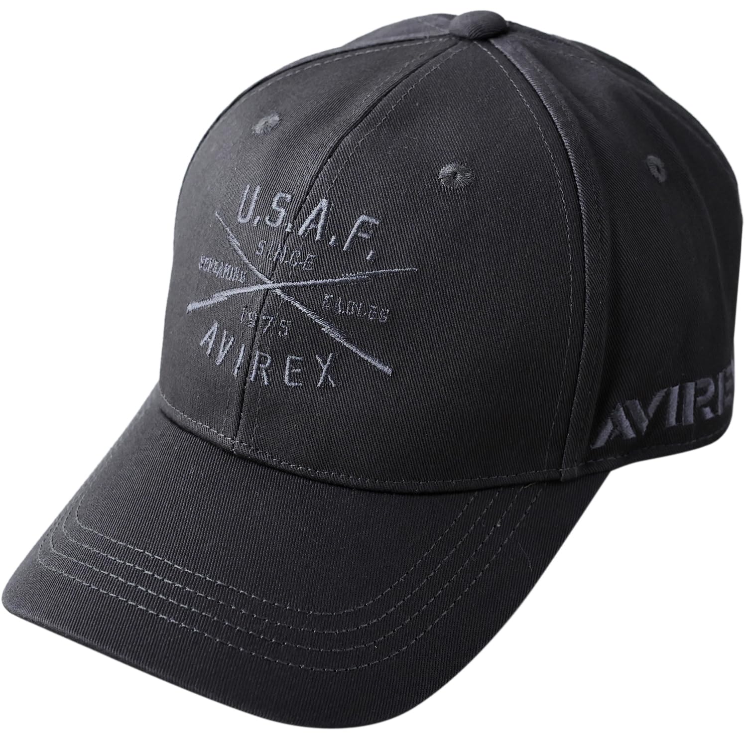 

AVIREX ARMY Military Embroidered Baseball Cap for Men Free US BASE 6-Panel Low-Profile (JP, Alphabet, Size, Charcoal)