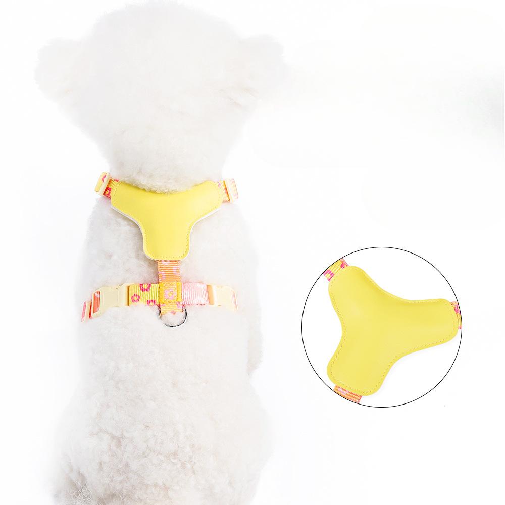 Dog Traction Chest Strap Small and Medium-sized Dog Dopamine Contrast Color Dog Chest and Back Out Breathable Mesh Cloth Puppy Traction Rope