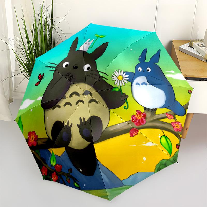 Totoro Moonlit Night Outdoor Automatic Umbrella Compact & Durable 8-Rib Design Compact Design Travel Essential Elegant Umbrella Birthday/Christmas Gif