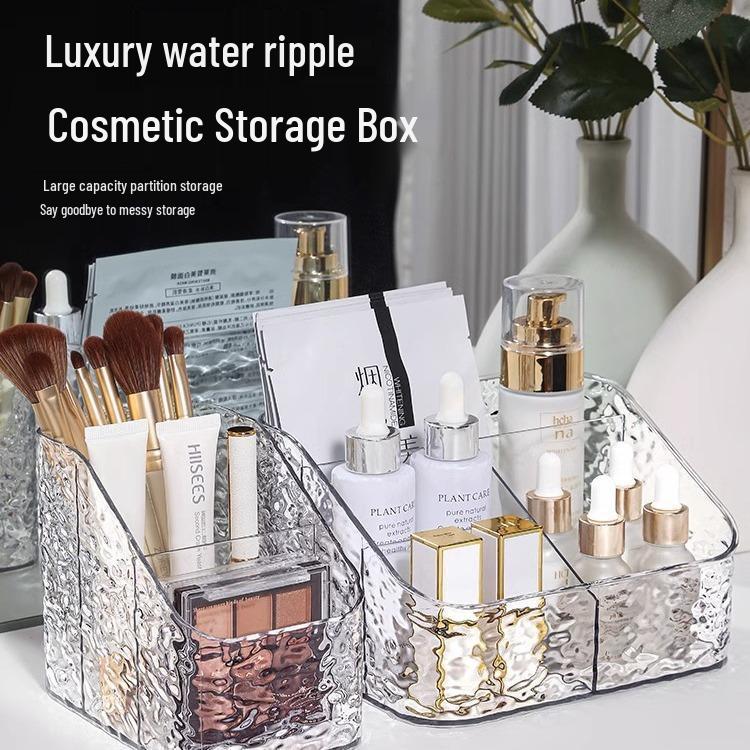 Acrylic Ripple Luxury Cosmetics Organizer - Large Capacity Storage for Lipstick & Skincare