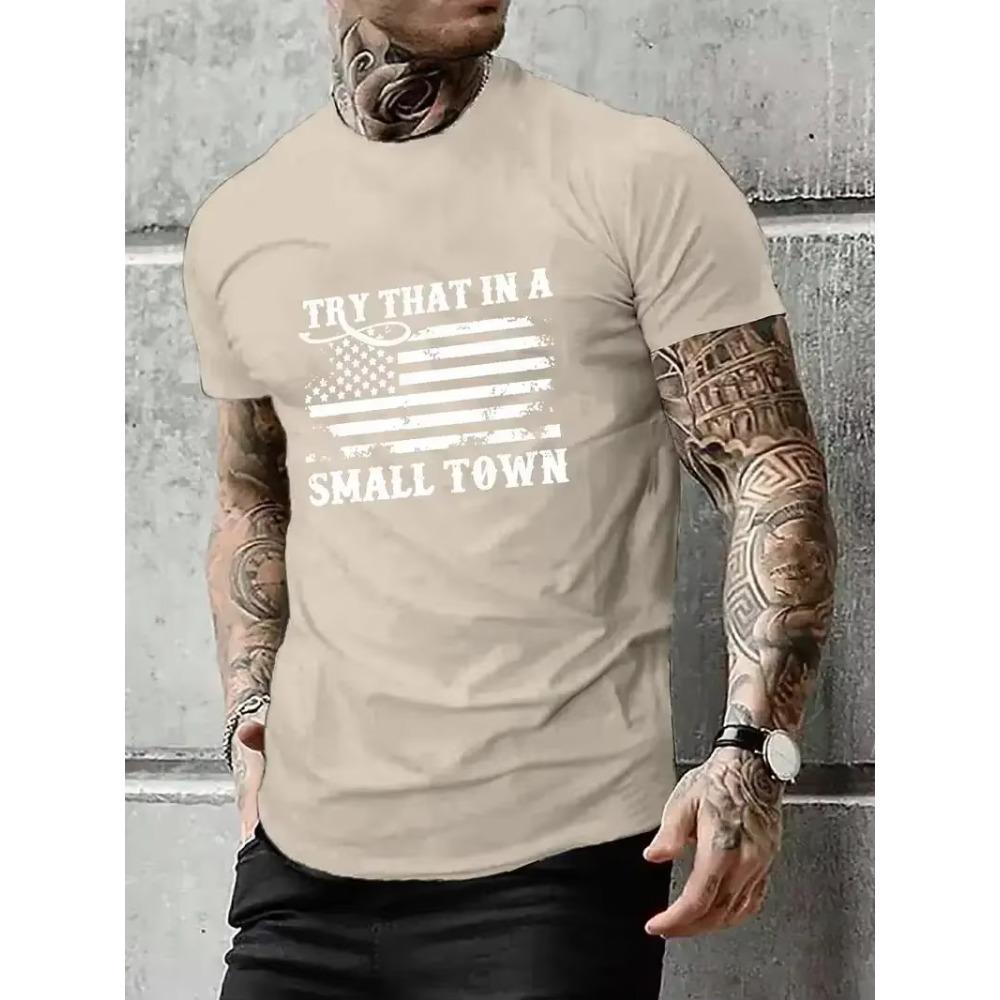 Plus Size T-Shirt Men's American Flag Printed T-Shirt Men's Fashion Cause and Effect T-Shirt Short Sleeve Top Men's Clothing
