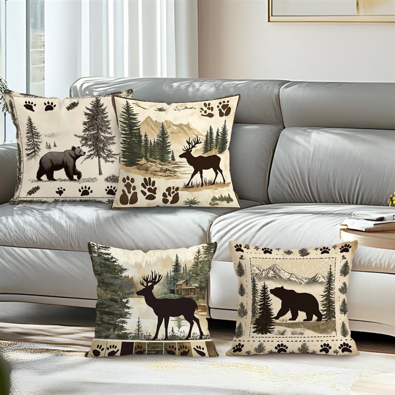 Rural Style Wildlife Cushion Pillowcase Printed Polyester 45x45cm Throw Pillow Cover Decorative Sofa Cushion Pillowslip Decor