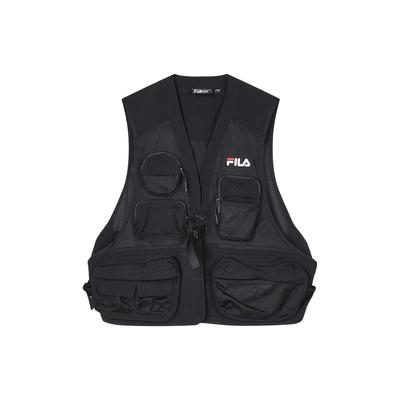 Logo Print Casual Woven Work Vest Men Vests Black F11M349704F-BK