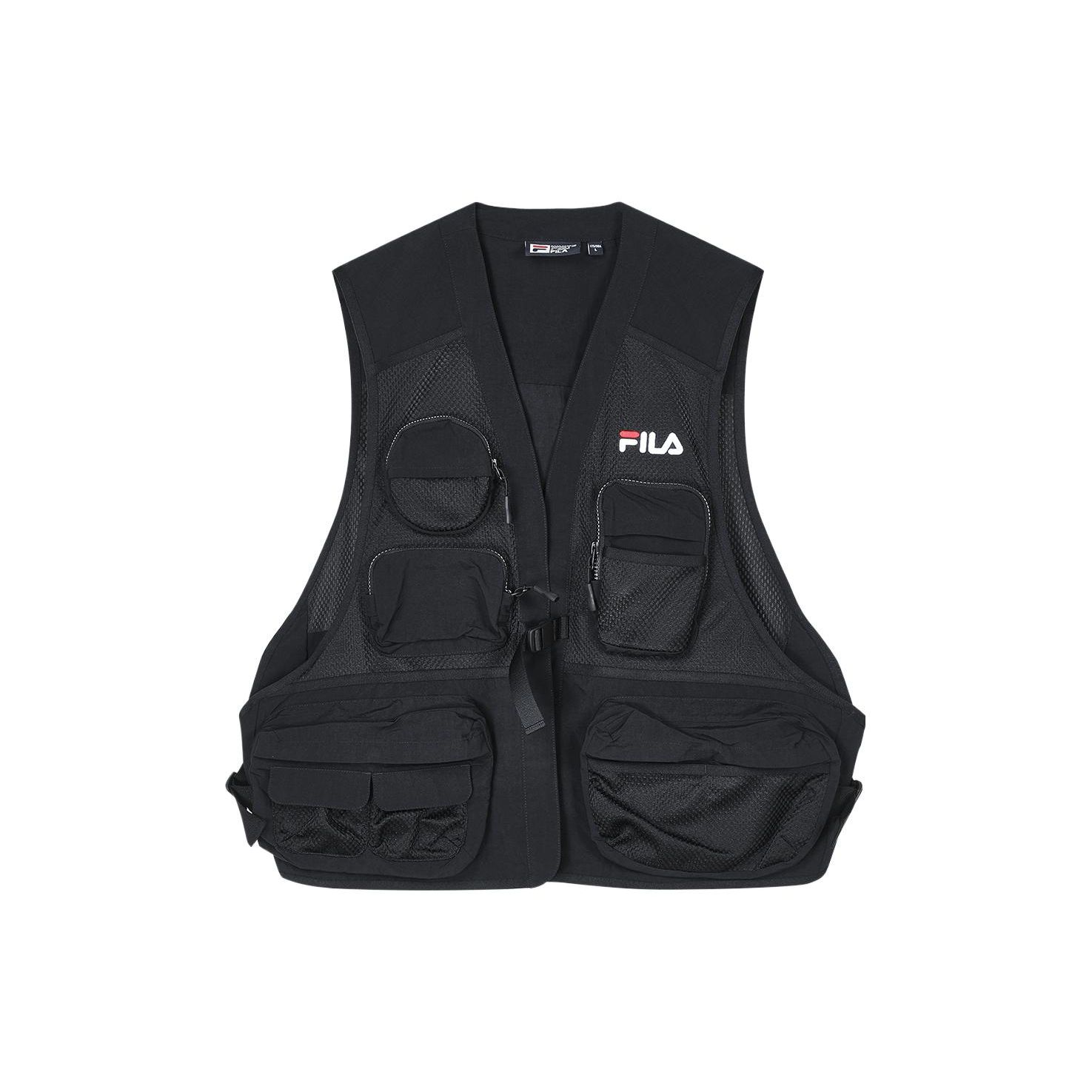

FILA Logo Print Casual Woven Work Vest Men vests Black F11M349704F-BK M