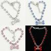 Bone Heart Pendant Rhinestone Necklace Collar for Puppy Pet