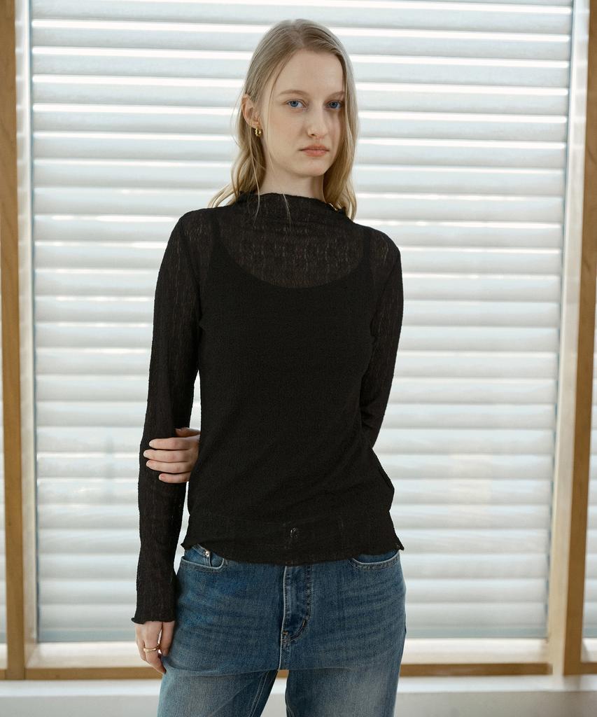 JUCYJUDY Mock Neck Lace T-Shirt J1Ts021D
