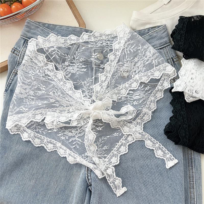 Frilly Cute Lace Bandana Scarf Convertible Triangle Head Wrap Waist Chain Belt Accessory For Sexy Women Trendy Aesthetic Outfit