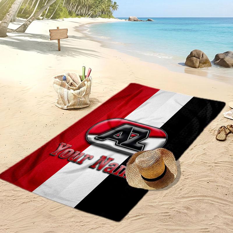 Asciugamano da Spiaggia Personalizzato Stampato AZ Alkmaar Logo Calcio Supporto Nome Personalizzato Testo Asciugamano Assorbente Per Sport Viaggio Regalo Speciale
