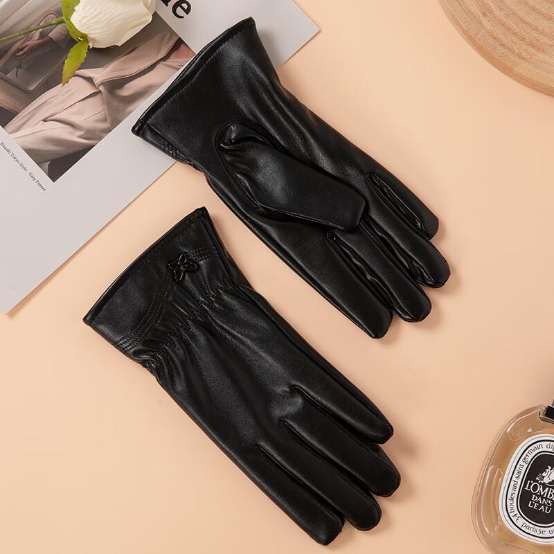 Aisiyalan Damskie Klasyczne Modne Rękawiczki ze Skóry PU