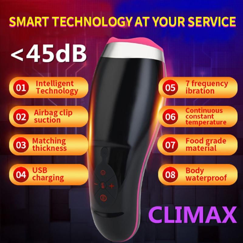 Automatické vyhřívání Sání Mužský Masturbátor Cup Smart Pulse Baterka Vibrátor Vagina Skutečná Pussy Sex Machine Kouření Sexuální hračky pro muže