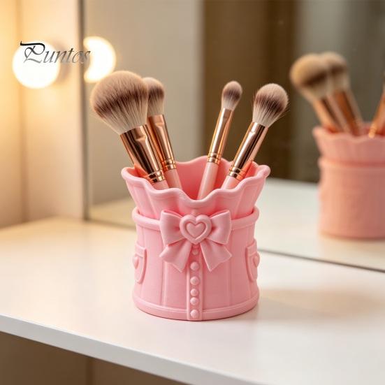 Pink Bow Stationery Holder Makeup Brush Holder, 3D Printed Desk Organizer, Cosmetic Brushes Container & Pen Storage Cup for Vanity Decoration