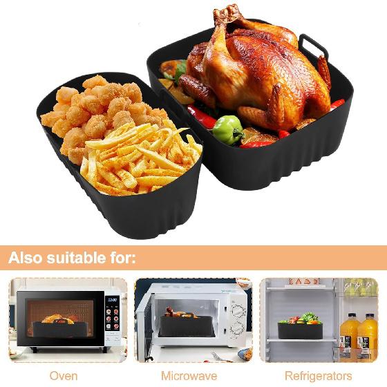 Air Fryer Silicone Liner for Philips Dual Basket Air Fryer 3000 Series 6L/3L,2-Pack Reble Dual Airfryer Liners Accessories for Philips 9L 2-Drawer