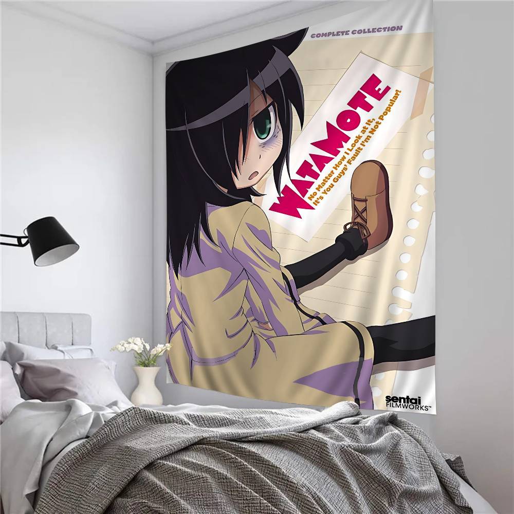 Anime Watamote Kuroki Tomoko Colorful Tapestry Wall Hanging Bohemian Wall Tapestries Mandala Wall Hanging Sheets