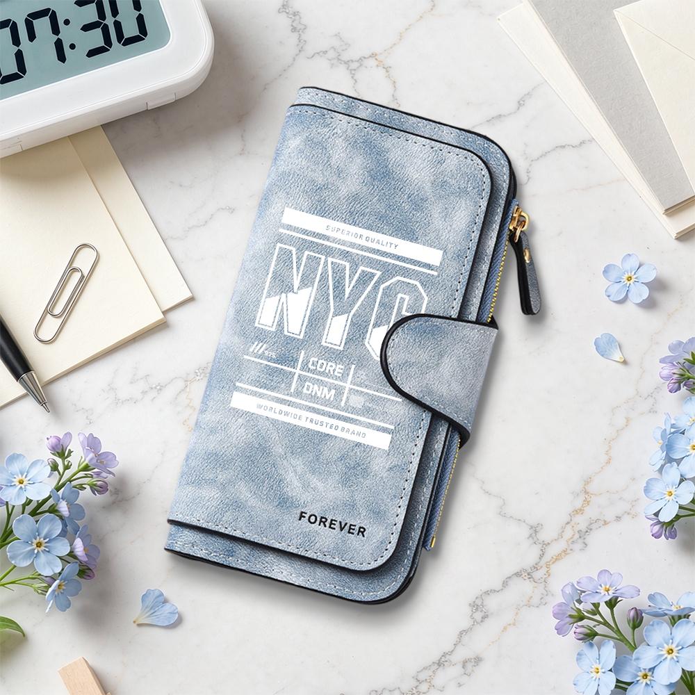 Fashion NYO Print Long Wallet PU Leather Large Capacity Multi Card Slot Casual Coin Purse For Daily Use