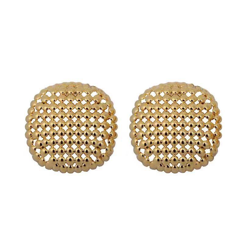 Exaggerated Big Gold Silver Stud Earrings Women'S Light Luxury High-End Temperament Atmospheric Earrings Ear Jewelry