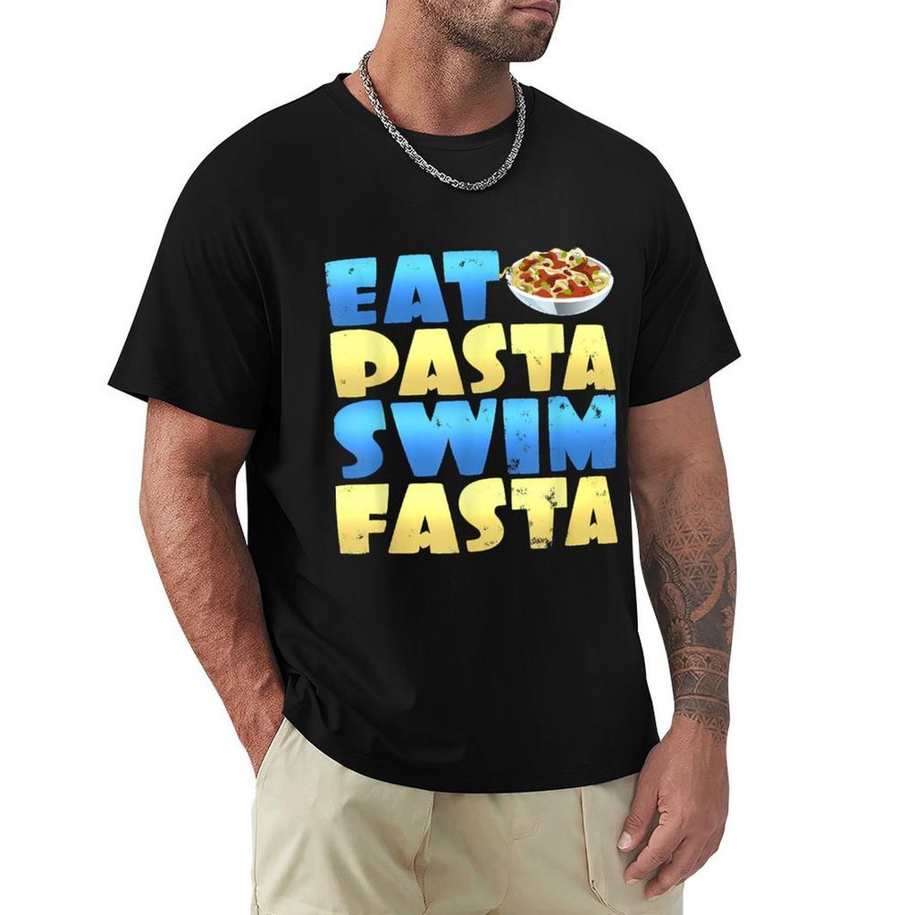 Funny Eat Pasta Swim Fasta Swimmer Swimming Tshirt Heavy Duty Casual Work Tee