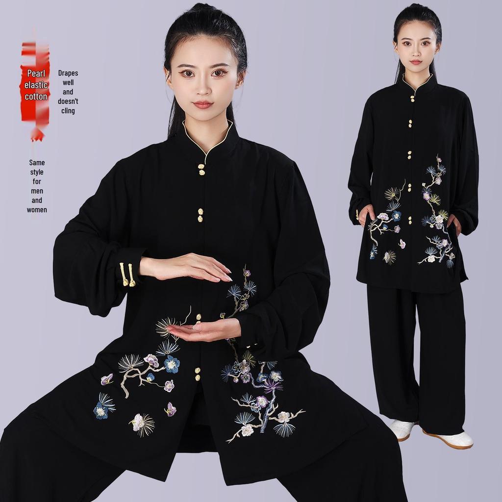 Hongji Women's Embroidered Tai Chi Suit for Spring, Summer, Autumn - Perfect for Morning Exercise, Martial Arts, and Chinese Style Practices