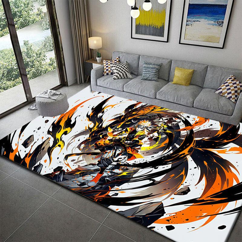 Naruto Anime Motion Print Area Rug Soft Plush Non-Slip Mat for Living Room 60x90cm