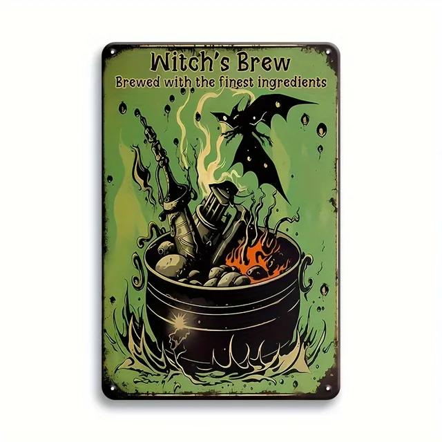 Vintage Metal Tin Sign  The House Witch Rules Halloween Decoration  Retro Wall Art for Home Room Restaurant Decor
