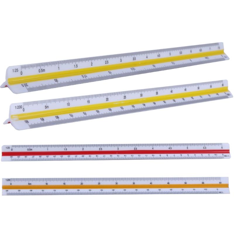 Plastic Scale Ruler, Triangular Ruler, 30cm, Triangular Ruler, Metric Scale 1:20, 1:25, 1:50, 1:75, 1:100, 1:125