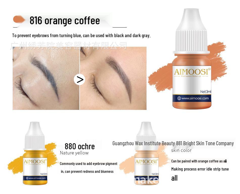 AIMOOSI Microblading Semi-Permanent Pigment: Red, Blue for Eyebrows, Dark Lips, Flesh Pink Emulsion