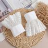 Lightweight Lace Wrist Sleeves Decorative Stretchy Design For Summer Outings Casual Outfits White