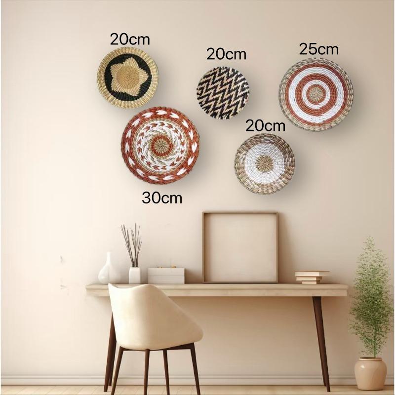 3/4/7pcs Bohemian Style Wall Basket Set Hanging Wall Basket Decoration Bohemian Style Wall Decoration Environmental Round Art