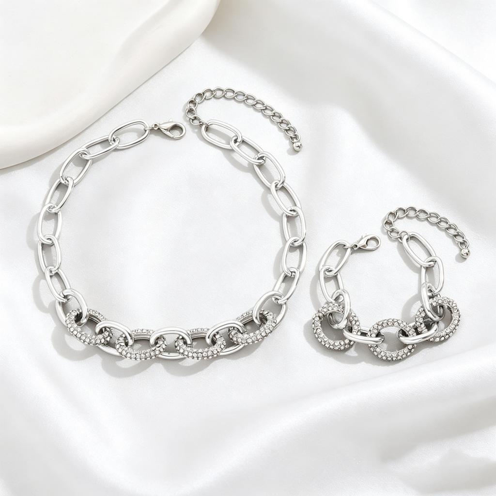 European and American New Fashion Bracelet Necklace Simple Design Versatile Temperament Micro-set Diamond Dubai Necklace Bracelet