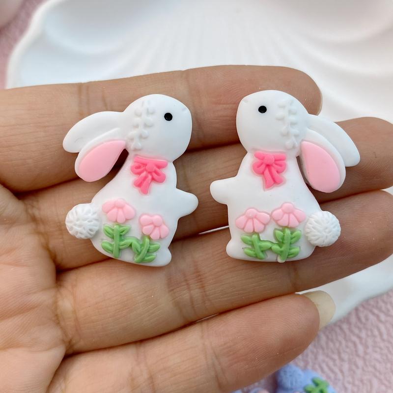 10Pcs in pairs Valentine's Day Rose petal bow tie rabbit Flat Back Cartoon Scrapbook Figurine DIY Bow Decor Accessories Crafts