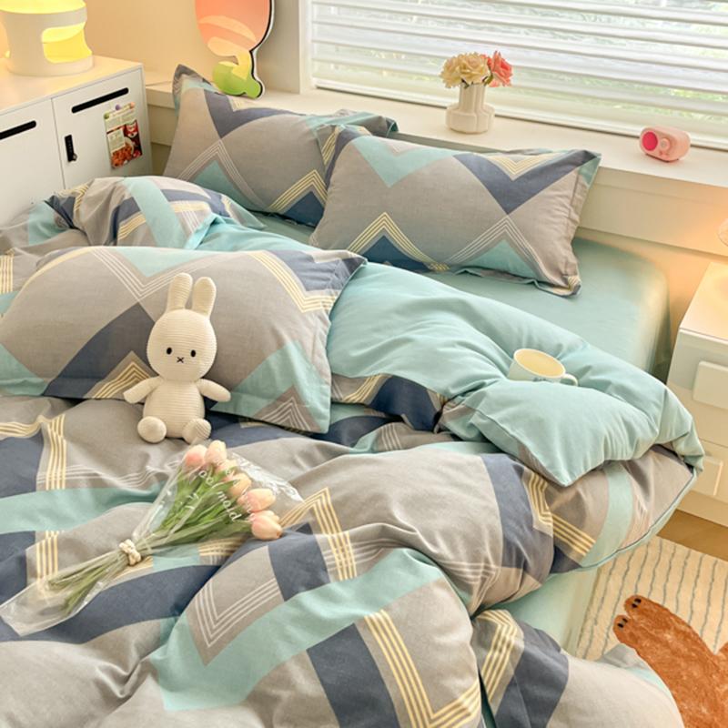 Colorful Striped Cotton Duvet Cover Boys Girls Bedroom Gray Thick Reversible Comforter Cover Single Queen Bedding No Pillowcase