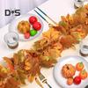 175/200CM Artificial Maple Leaf Garland Home Garden Indoor Outdoor Hanging Faux Red Leaves Plants Vine Halloween Fall Harvest Festival Decoration